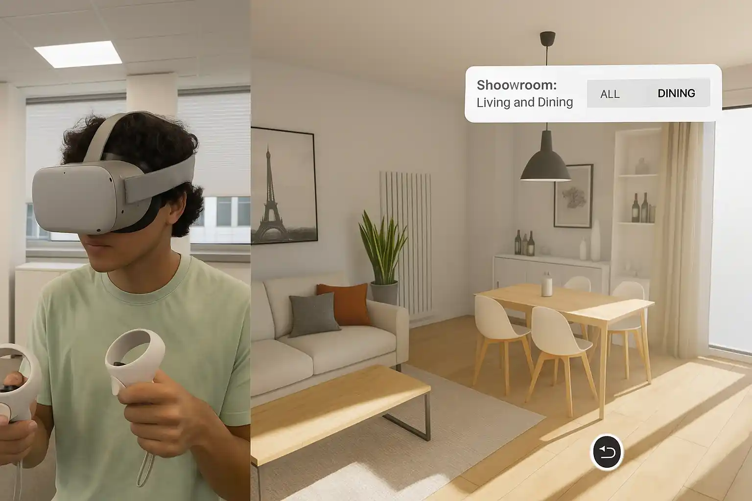 Personne qui teste une application VR pendant sa conception