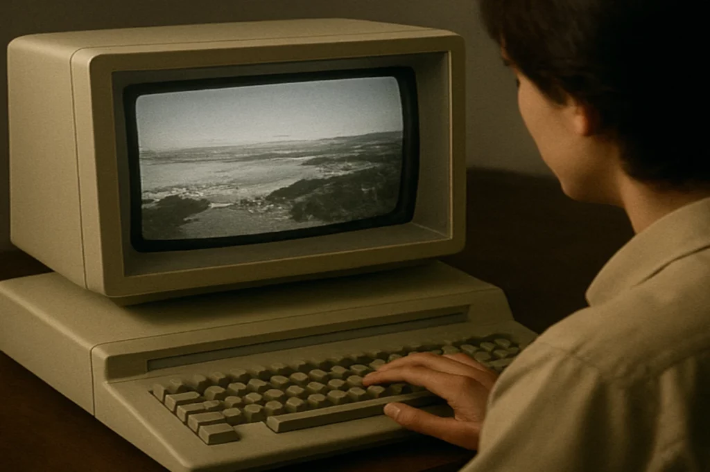 Ordinateur en train de simuler l’assemblage d’images pour créer un panorama 360VR complet.